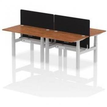 Air 1200 x 800mm Height Adjustable 4 Person Bench Desk with Walnut Top and Cable Ports