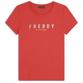 Freddy Jersey T‑shirt con stampa dorata – XS Poppy Red