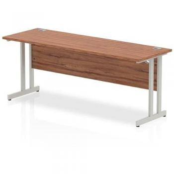 Impulse 1800 x 600mm Straight Office Desk Walnut Top Silver Cantilever