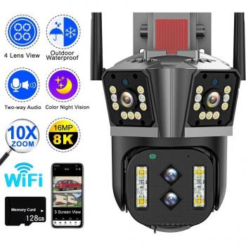 Sicurezza CCTV 8K 16MP con Zoom 10X, Audio e Visione Notturna