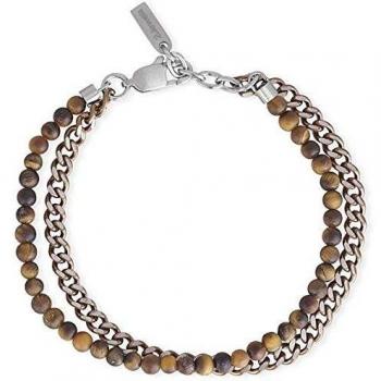 Bracciale occhio di tigre marrone per uomo