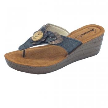 INBLU Infradito per Donna Colore Nero Sottopiede Anatomico in Pelle con Cinturino Alto