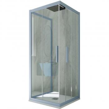 Cabine à trois parois coulissantes 80x100 cm H200 PVC Bleu Vintage Kolors Trio