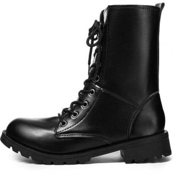 Black Leather Motorcycle Boots for Women