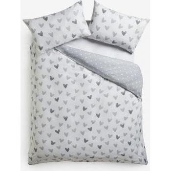 Grey Heart Flip-Flop Duvet Cover with Pillowcase