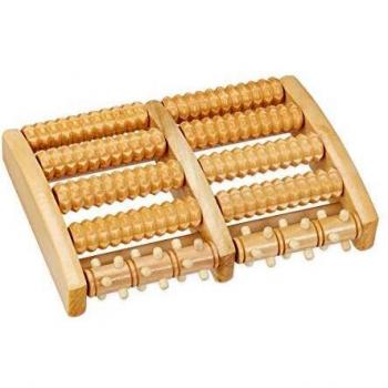 Relaxdays Holz Fußmassageroller mit 10 Noppen für Reflexzonenmassage und Entspannung
