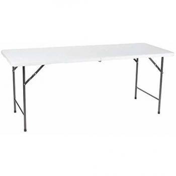 Perel Table pliante, pliable, résistante aux intempéries, poignée, maximum 100 kg, blanc