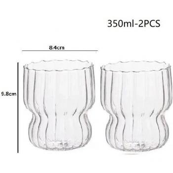 Glazen Watercup met Verticale Strepen