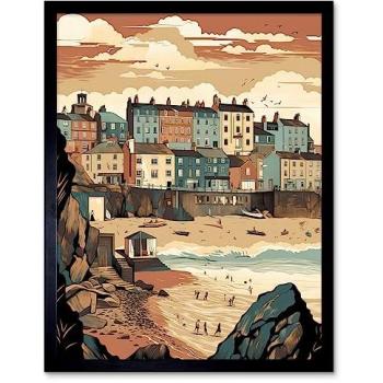 Tenby Harbour Shoreline Art Print (12×16)