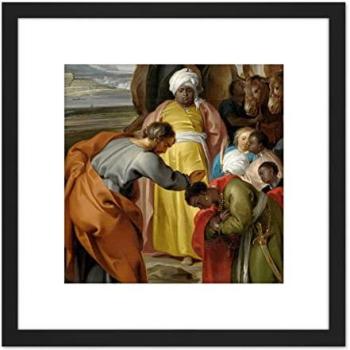 Artery8 – “Saint Philip Baptizes the Eunuch” by Jacob De Wit, 8×8 Black Wooden Frame