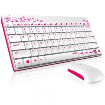 Rapoo 8000 2,4 GHz Wireless Keyboard + Mouse – Weiß‑Pink