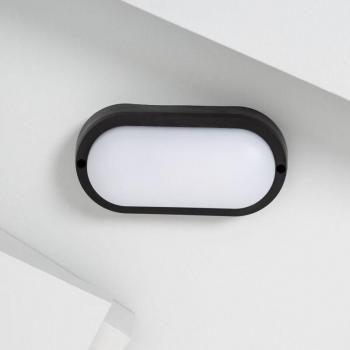 Éclairage LED Ovale Extérieur 15W Hublot Noir IP65