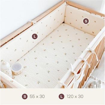 Cotton Children's Crib Bumper with Bear Embroidery