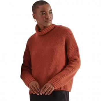 Pull Superdry Studios femme orange taille 40 col roulé épais