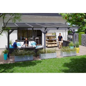 Terrassendach SKANHOLZ Andria, grau, 648 cm x 250 cm, Leimholz