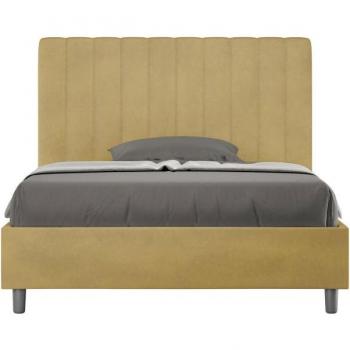 Cama Doble Acolchada Nora Con Líneas Verticales Amarillo Curry 120x190