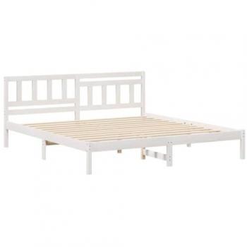 Cadre de lit 200x200 cm en bois de pin massif, couleur blanche – vidaXL