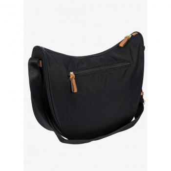 Sac bandoulière X-Bag demi-lune moyen en nylon satiné et cuir