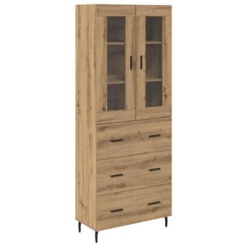Dual Artisan Oak Highboards – Engineered Wood + Clear Glass