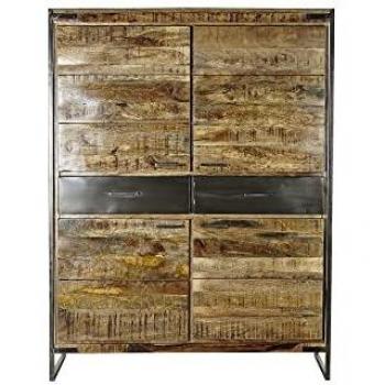 Stilvolle Stahlgarderobe mit Mango-Holz-Akzenten
