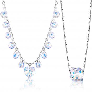 Or Blanc & Cristal Autrichien : Colliers Duo à Prix Unique