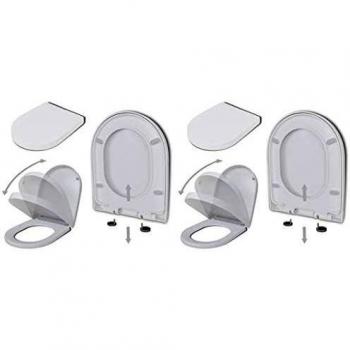 Toilet Seats 2 Pack Soft Close Plastic White vidaXL