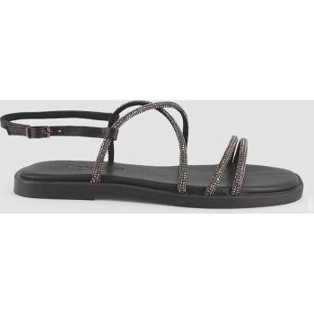 Blogger Sandalias de piel negras con hebilla para mujer