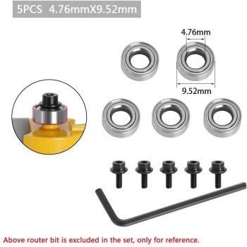 Router Accessories Kit with Steel Bearings for 1/2, 3/8, 3/4