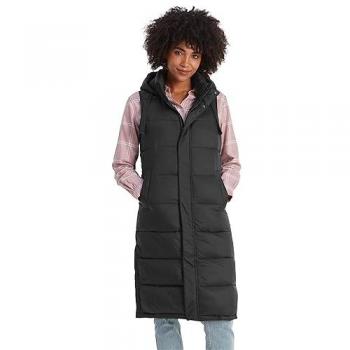 Tog 24 Damen Lange Gepolsterte Gilet in Schwarz