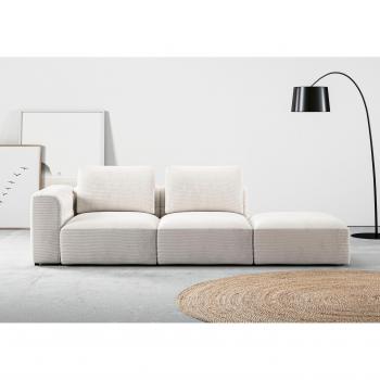 Cushid Modular Sofa – Chaiselongue mit Hocker, weiß