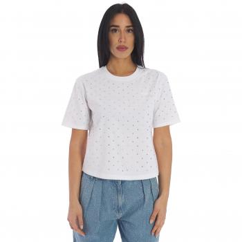T‑shirt Twinset Actitude Boxy Fit Bianco Strass