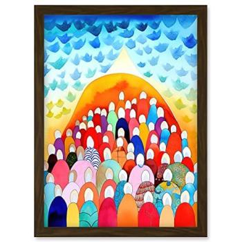 Christian Mount Sermon Folk Art – A4 Wall Decor, Framed