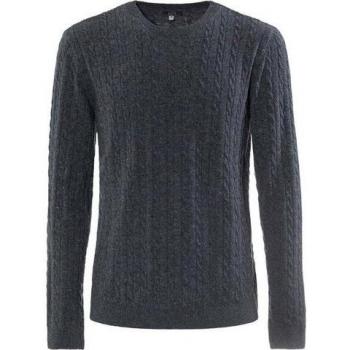 Bio-Herrenpullover Nicolas mit Zopfmuster, smoke, Größe XXL