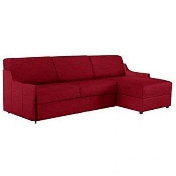 Canapé d'angle Réversible Italian Spirit Luna Express 140x192x16cm Sommier Lattes Renatonisi Tweed Rouge