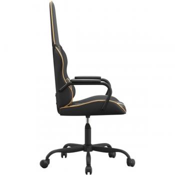 Silla de escritorio ergonómica con masaje y diseño de cuero sintético dorado y negro