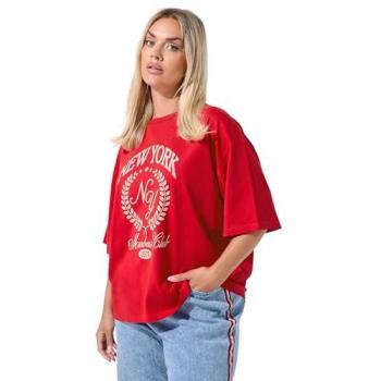 Frauen T-Shirt in Rot mit New York Schriftzug