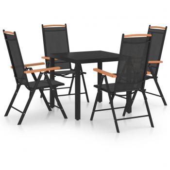 Vidaxl Juego de comedor de jardín 5 piezas aluminio negro