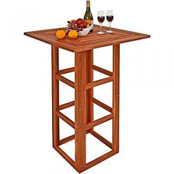 Table Haute Carrée Jardin Terrasse en Bois d'Acacia 75x75x110cm Événements Fêtes