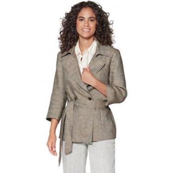 Modische Leinenjacke mit Bindegürtel