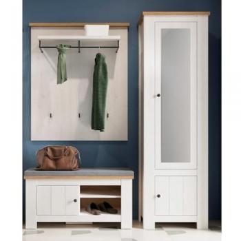 Lomadox Garderoben‑Set 3‑teilig – Lärche weiß + Eiche – Landhausstil, Modell COSLADA‑129