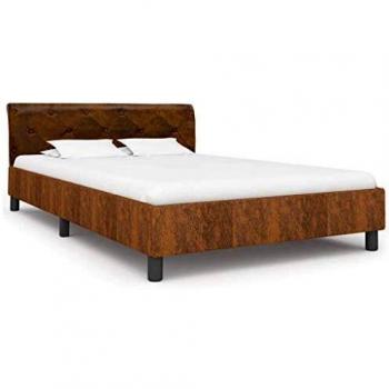 VidaXL 140x200cm Brown Bed Frame in Faux Leather