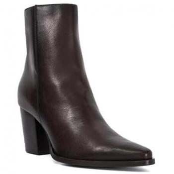 Dune London Women's Paxten Leather Western Ankle Boots Brown Size 7
