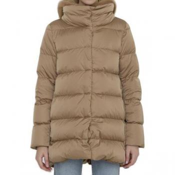 Herno Women's Satin A-Shape Faux Fur Bib, Brown, Size M