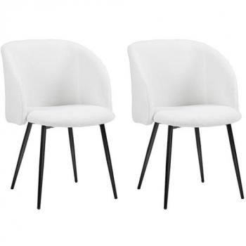Lot 2 chaises d’appoint HOMCOM – Design moderne, tissu effet laine, piètement en acier noir et blanc