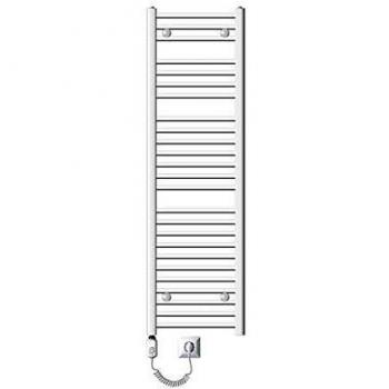 Elektrischer Badraumradiator 1200 W, 400 × 1500 mm, Weiß, gerader Korpus, seitlicher Anschluss