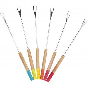 Pebbly Bamboo Cheese Fondue Forks