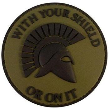 LEGEEON Military-Style Olive Drab Spartan Helmet with WITH YOUR SHIELD OR ON IT Morale Patch