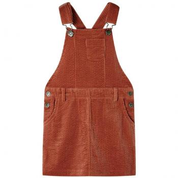 VidaXL Vestido Bombazina Infantil Peitilho 128 Conhaque