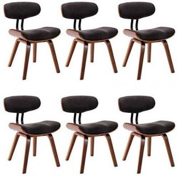 Sillas de comedor con estructura de madera curvada y tapiz gris (para 6 personas)