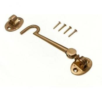 Cabin Hook and Eye 4 INCH Solid Polished Brass with Screws